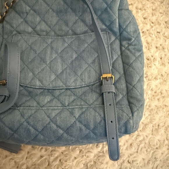 CHANEL Light Blue Quilted Backpack - Picture 14 of 16